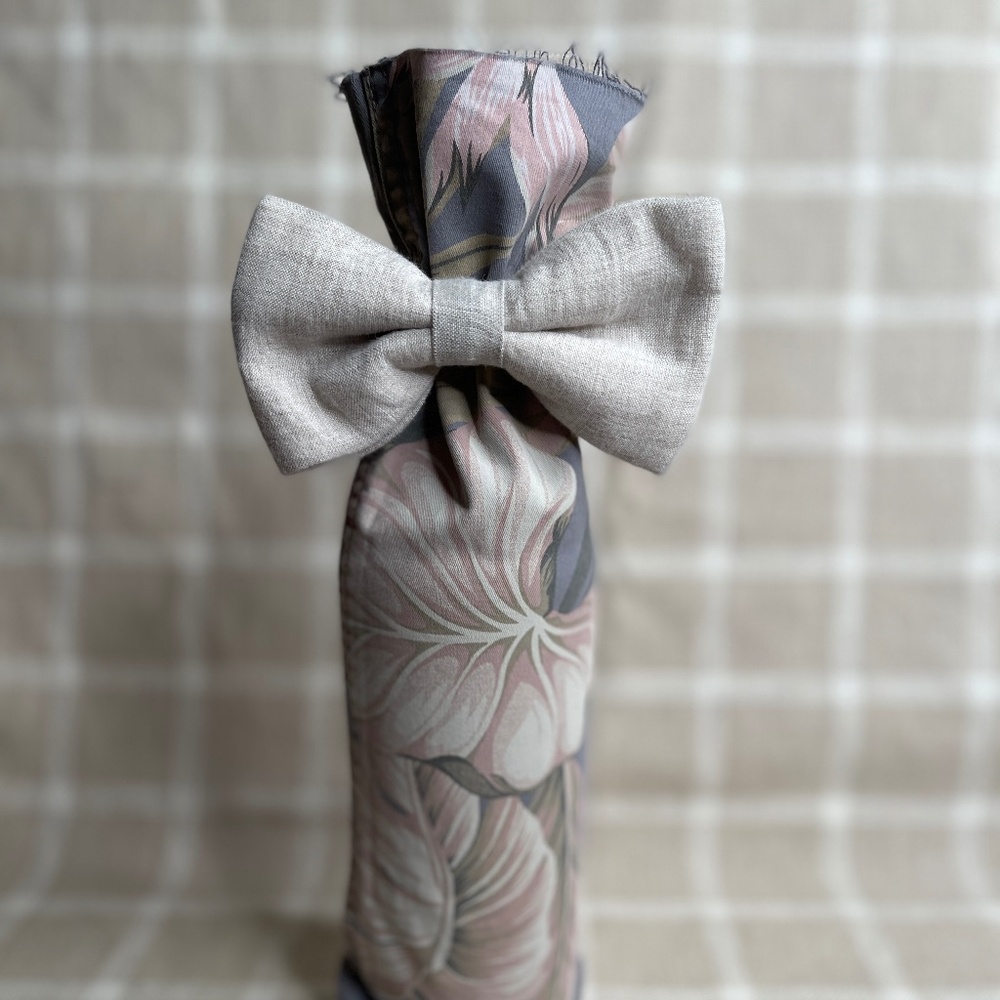 Handcrafted Wine or Liquor Bottle Gift Bag Made From Jeans and Tie
